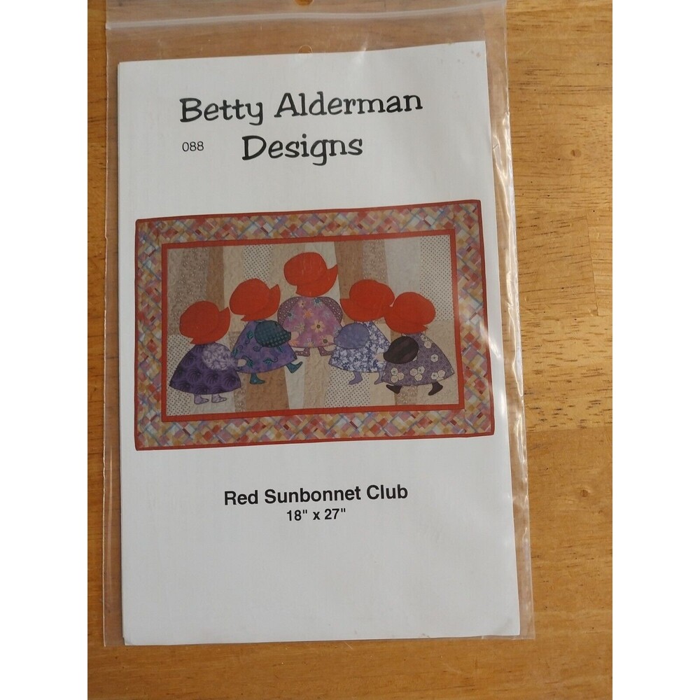 Betty Alderman Designs 088 RED SUNBONNET CLUB 18x27" applique quilt pattern 2003